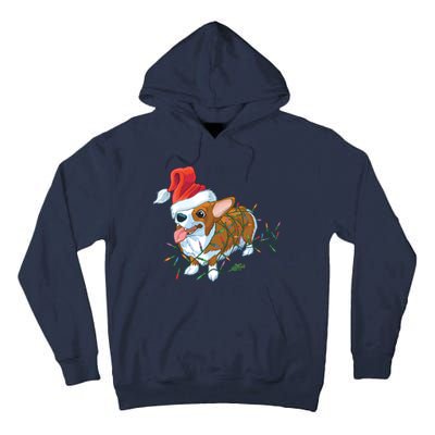 Funny Tangled Christmas Lights Corgi Dog Tall Hoodie