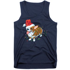 Funny Tangled Christmas Lights Corgi Dog Tank Top