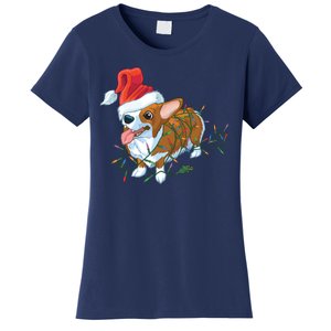 Funny Tangled Christmas Lights Corgi Dog Women's T-Shirt