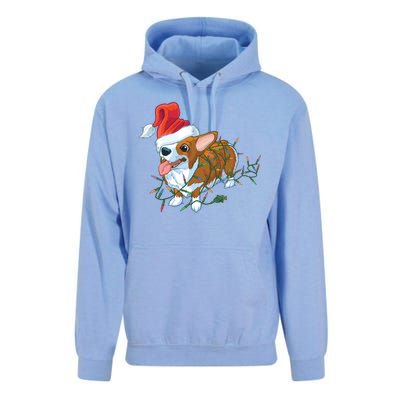 Funny Tangled Christmas Lights Corgi Dog Unisex Surf Hoodie