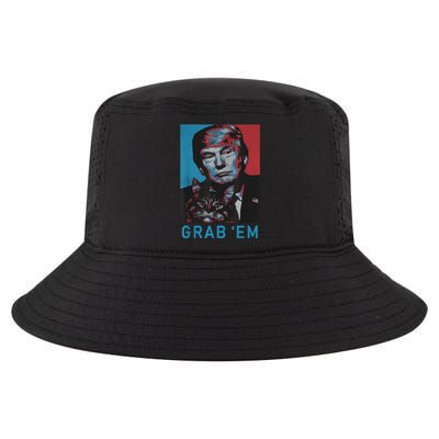 Funny Trump Cat Grab' Em Vintage Retro Trump Gift Cool Comfort Performance Bucket Hat