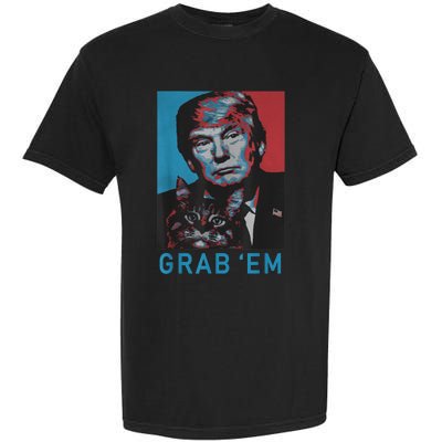 Funny Trump Cat Grab' Em Vintage Retro Trump Gift Garment-Dyed Heavyweight T-Shirt