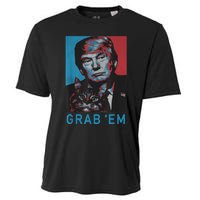 Funny Trump Cat Grab' Em Vintage Retro Trump Gift Cooling Performance Crew T-Shirt