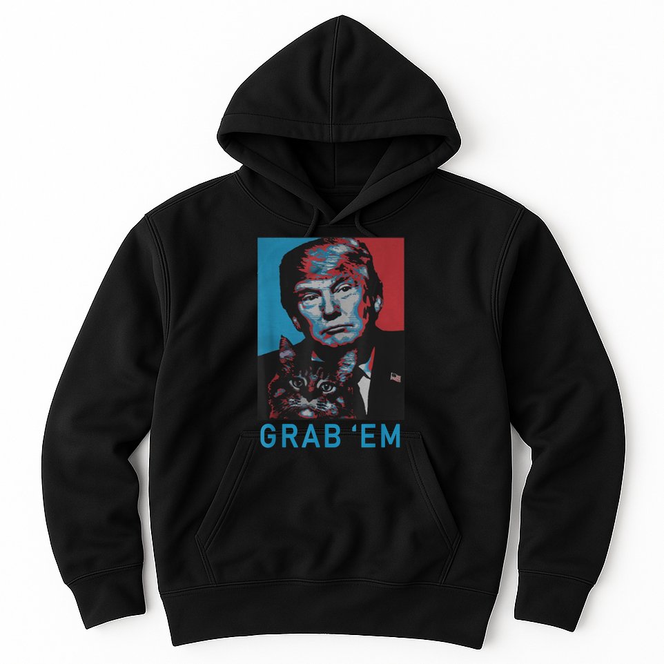 Funny Trump Cat Grab' Em Vintage Retro Trump Gift Hoodie