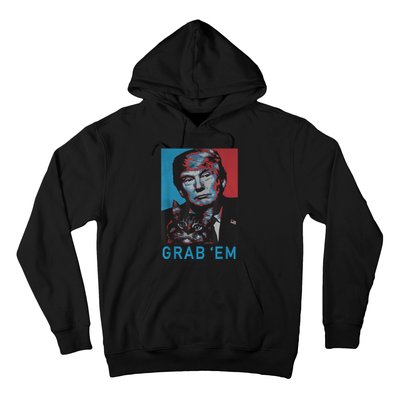 Funny Trump Cat Grab' Em Vintage Retro Trump Gift Hoodie