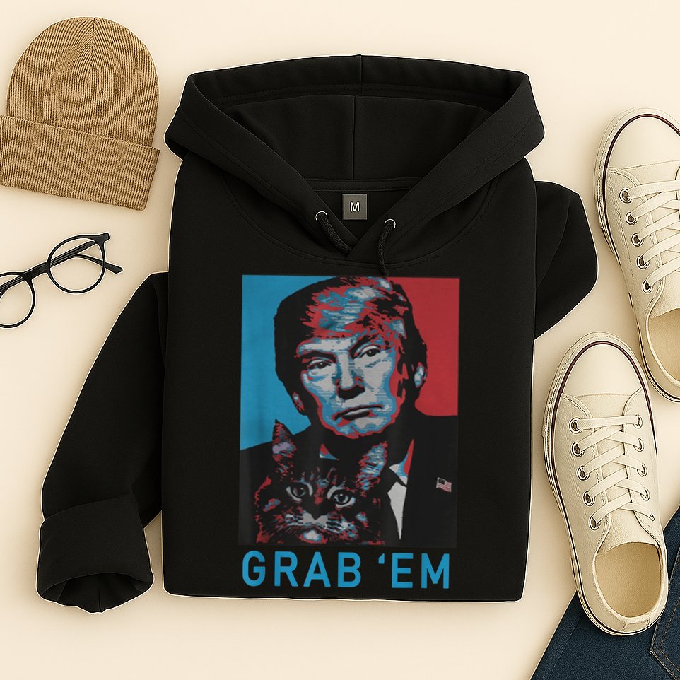 Funny Trump Cat Grab' Em Vintage Retro Trump Gift Hoodie
