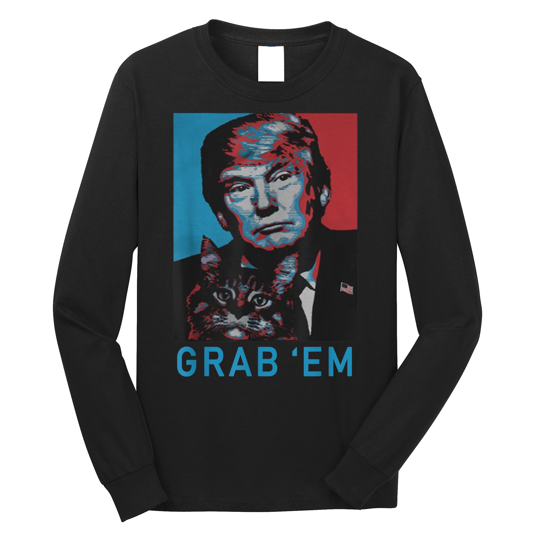 Funny Trump Cat Grab' Em Vintage Retro Trump Gift Long Sleeve Shirt