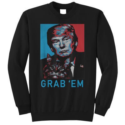 Funny Trump Cat Grab' Em Vintage Retro Trump Gift Sweatshirt