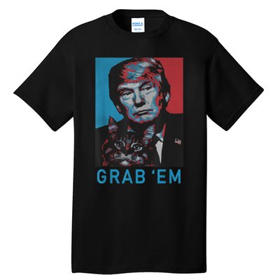 Funny Trump Cat Grab' Em Vintage Retro Trump Gift Tall T-Shirt