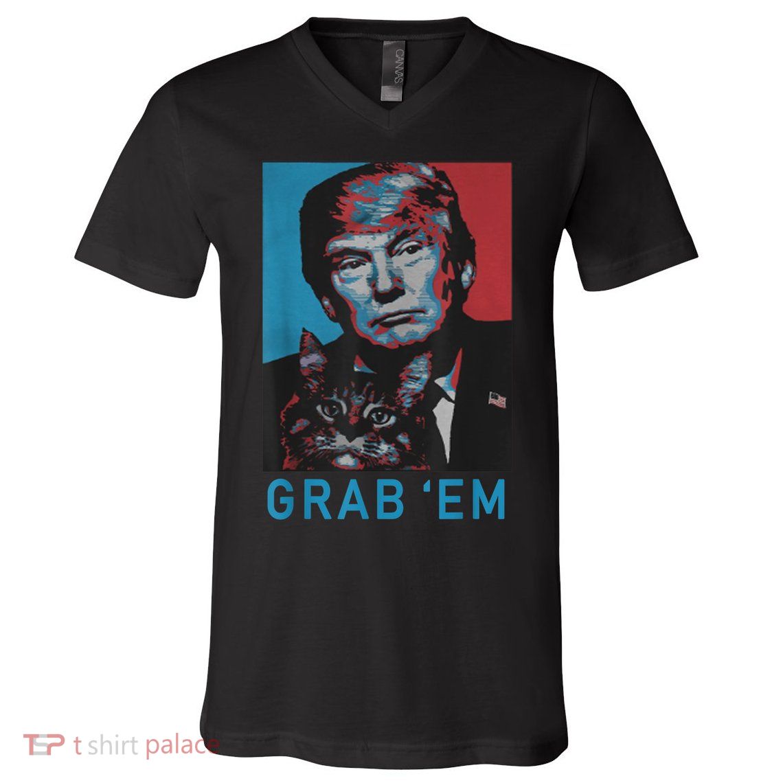 Funny Trump Cat Grab' Em Vintage Retro Trump Gift V-Neck T-Shirt