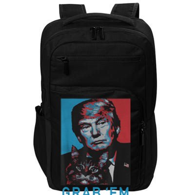 Funny Trump Cat Grab' Em Vintage Retro Trump Gift Impact Tech Backpack