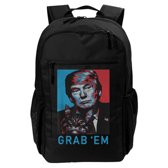 Funny Trump Cat Grab' Em Vintage Retro Trump Gift Daily Commute Backpack