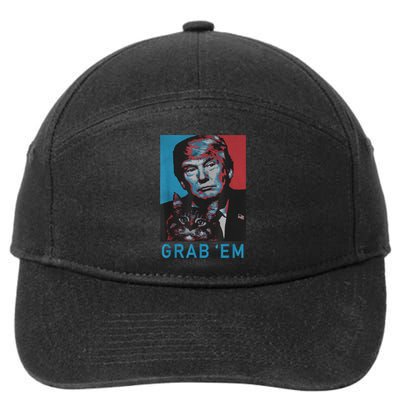 Funny Trump Cat Grab' Em Vintage Retro Trump Gift 7-Panel Snapback Hat