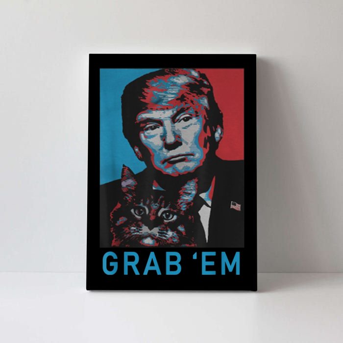 Funny Trump Cat Grab' Em Vintage Retro Trump Gift Canvas