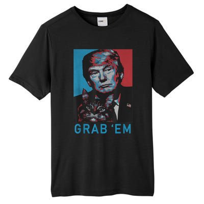 Funny Trump Cat Grab' Em Vintage Retro Trump Gift Tall Fusion ChromaSoft Performance T-Shirt