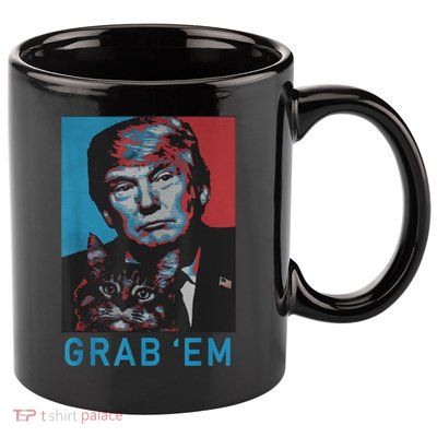 Funny Trump Cat Grab' Em Vintage Retro Trump Gift 11oz C Handle Ceramic Mug
