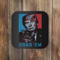 Funny Trump Cat Grab' Em Vintage Retro Trump Gift Coaster