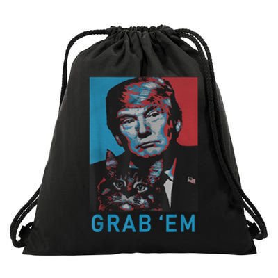 Funny Trump Cat Grab' Em Vintage Retro Trump Gift Drawstring Bag