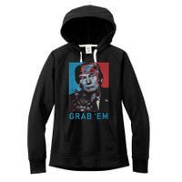 Funny Trump Cat Grab' Em Vintage Retro Trump Gift Women's Fleece Hoodie