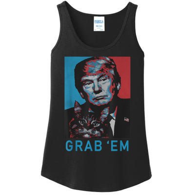 Funny Trump Cat Grab' Em Vintage Retro Trump Gift Ladies Essential Tank