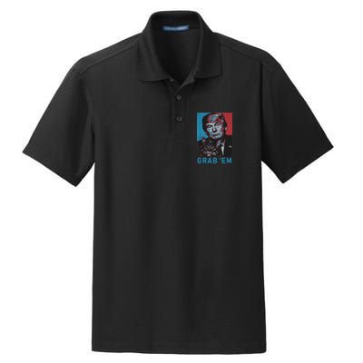 Funny Trump Cat Grab' Em Vintage Retro Trump Gift Dry Zone Grid Polo