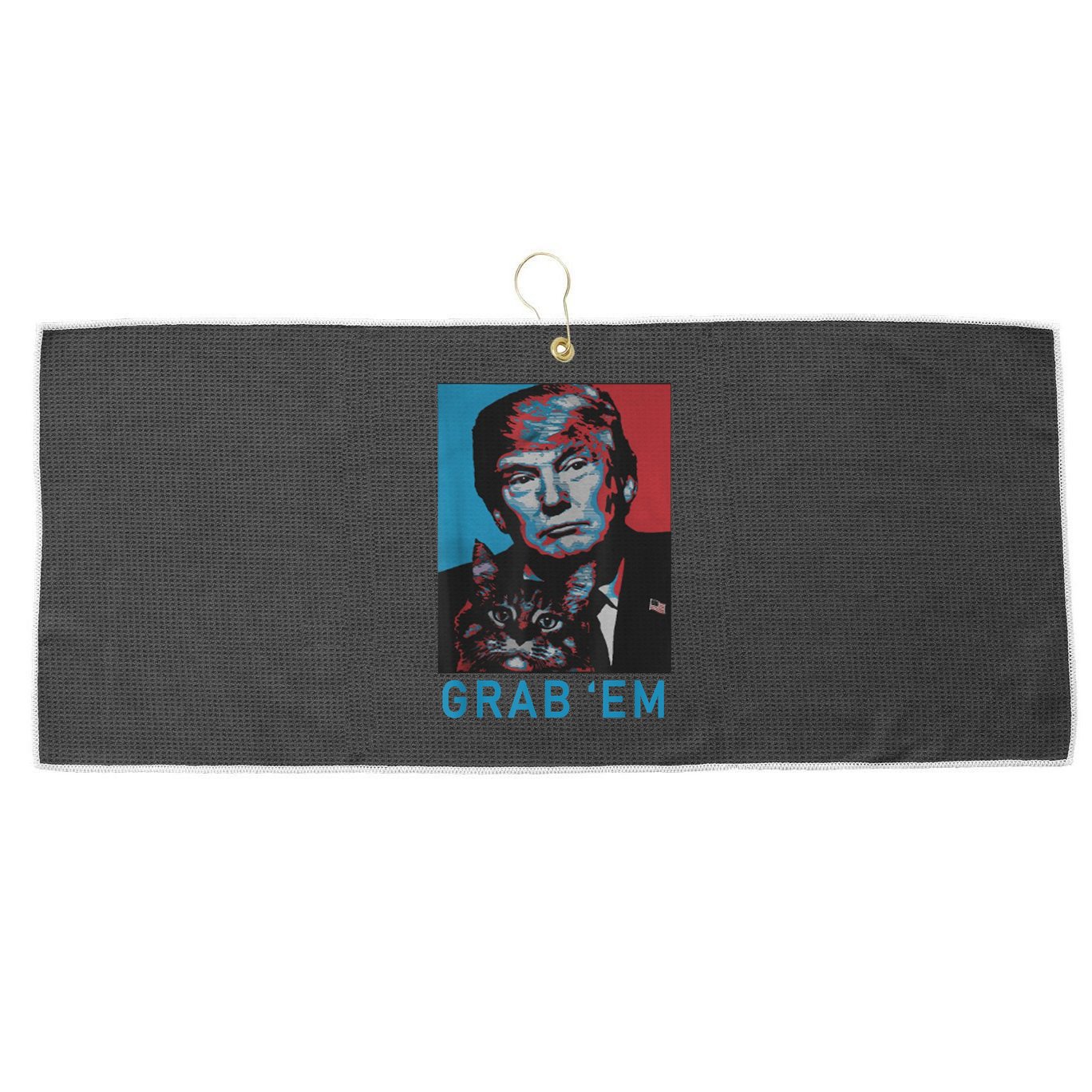 Funny Trump Cat Grab' Em Vintage Retro Trump Gift Large Microfiber Waffle Golf Towel