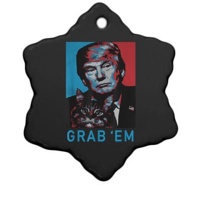 Funny Trump Cat Grab' Em Vintage Retro Trump Gift Ceramic Star Ornament