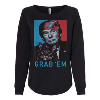 Funny Trump Cat Grab' Em Vintage Retro Trump Gift Womens California Wash Sweatshirt