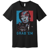 Funny Trump Cat Grab' Em Vintage Retro Trump Gift Premium T-Shirt