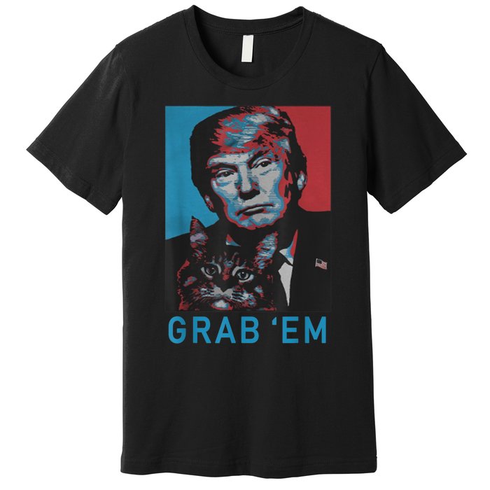 Funny Trump Cat Grab' Em Vintage Retro Trump Gift Premium T-Shirt