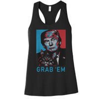 Funny Trump Cat Grab' Em Vintage Retro Trump Gift Women's Racerback Tank