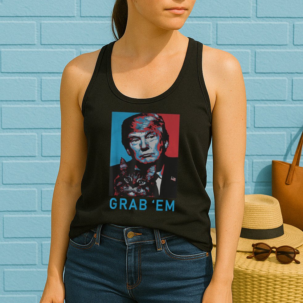 Funny Trump Cat Grab' Em Vintage Retro Trump Gift Womens Tank Top