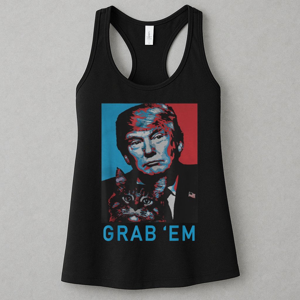 Funny Trump Cat Grab' Em Vintage Retro Trump Gift Womens Tank Top