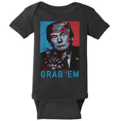 Funny Trump Cat Grab' Em Vintage Retro Trump Gift Baby Bodysuit