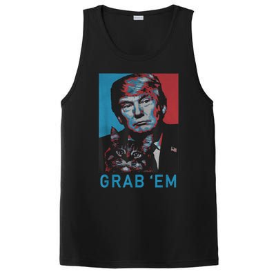 Funny Trump Cat Grab' Em Vintage Retro Trump Gift PosiCharge Competitor Tank