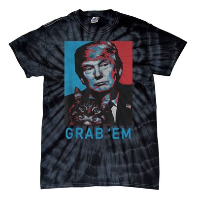 Funny Trump Cat Grab' Em Vintage Retro Trump Gift Tie-Dye T-Shirt