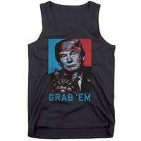 Funny Trump Cat Grab' Em Vintage Retro Trump Gift Tank Top