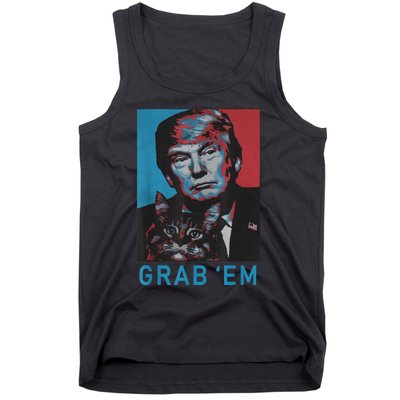 Funny Trump Cat Grab' Em Vintage Retro Trump Gift Tank Top