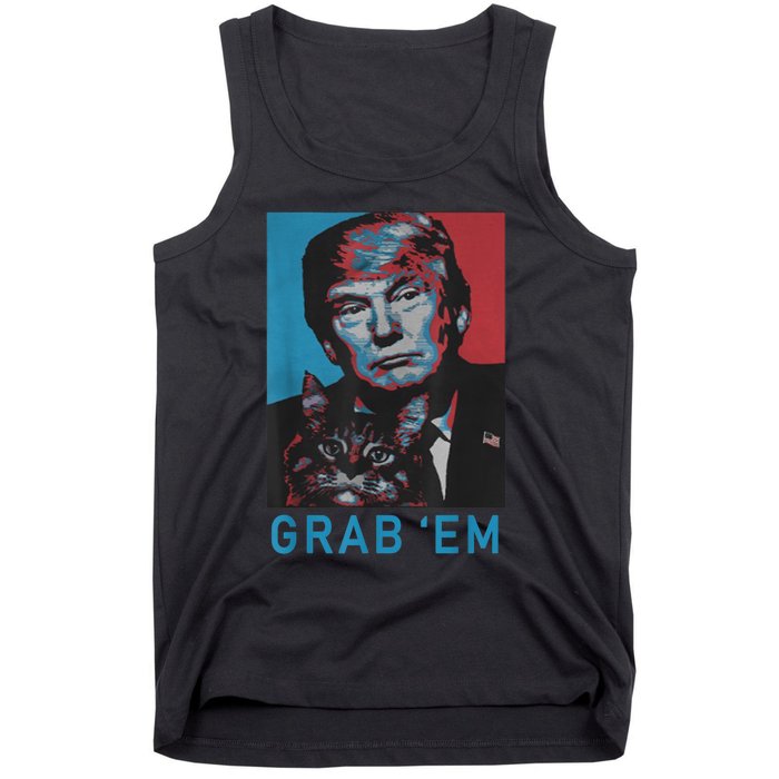 Funny Trump Cat Grab' Em Vintage Retro Trump Gift Tank Top