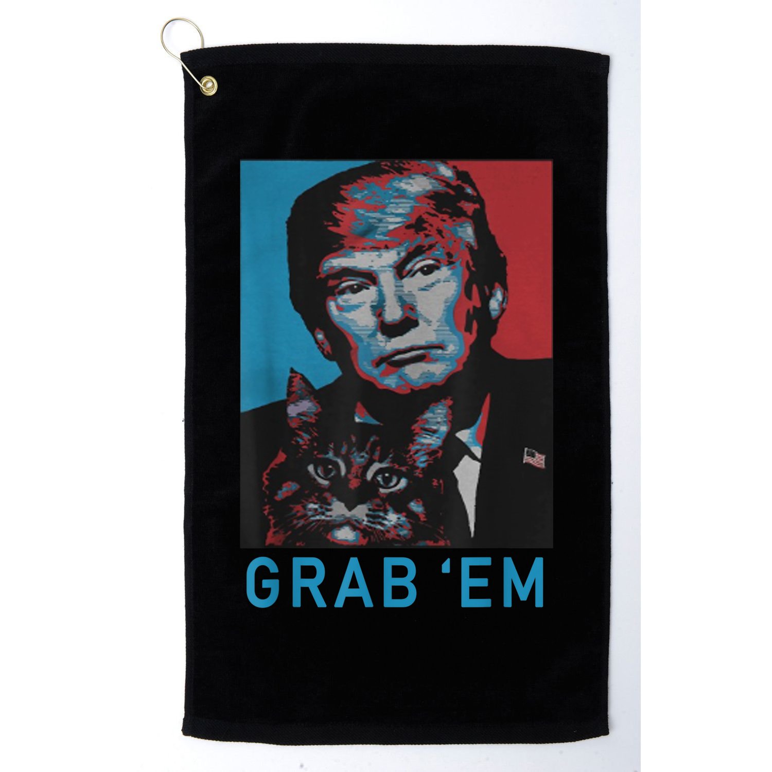 Funny Trump Cat Grab' Em Vintage Retro Trump Gift Golf Towel