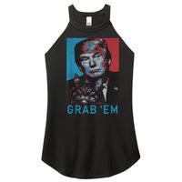 Funny Trump Cat Grab' Em Vintage Retro Trump Gift Women's Perfect Tri Rocker Tank