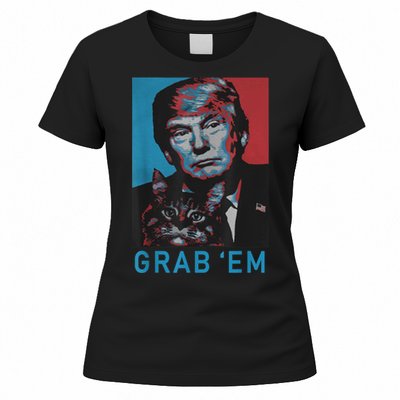 Funny Trump Cat Grab' Em Vintage Retro Trump Gift Women's T-Shirt