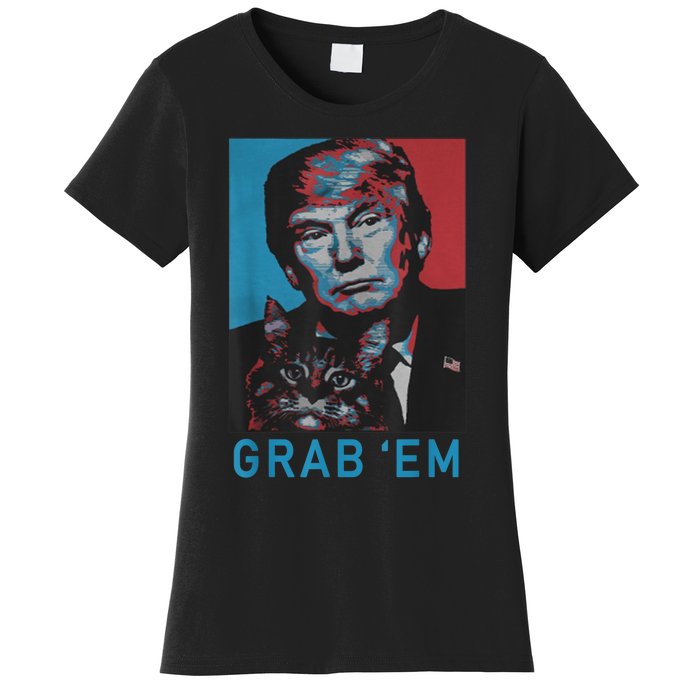 Funny Trump Cat Grab' Em Vintage Retro Trump Gift Women's T-Shirt