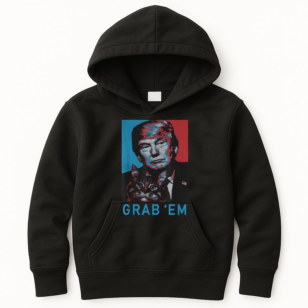 Funny Trump Cat Grab' Em Vintage Retro Trump Gift Kids Hoodie