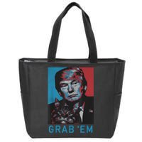 Funny Trump Cat Grab' Em Vintage Retro Trump Gift Zip Tote Bag