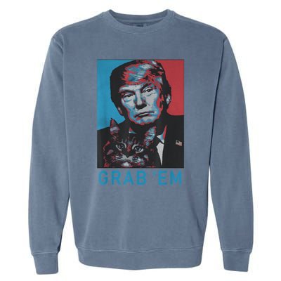 Funny Trump Cat Grab' Em Vintage Retro Trump Gift Garment-Dyed Sweatshirt