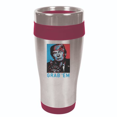 Funny Trump Cat Grab' Em Vintage Retro Trump Gift 16oz Travel Tumbler