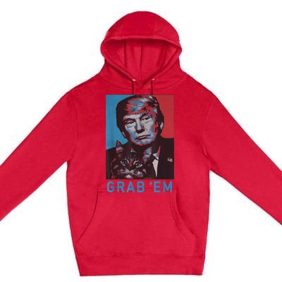 Funny Trump Cat Grab' Em Vintage Retro Trump Gift Premium Pullover Hoodie