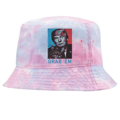 Funny Trump Cat Grab' Em Vintage Retro Trump Gift Tie-Dyed Bucket Hat