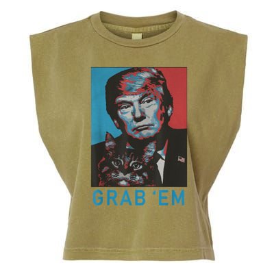 Funny Trump Cat Grab' Em Vintage Retro Trump Gift Garment-Dyed Women's Muscle Tee